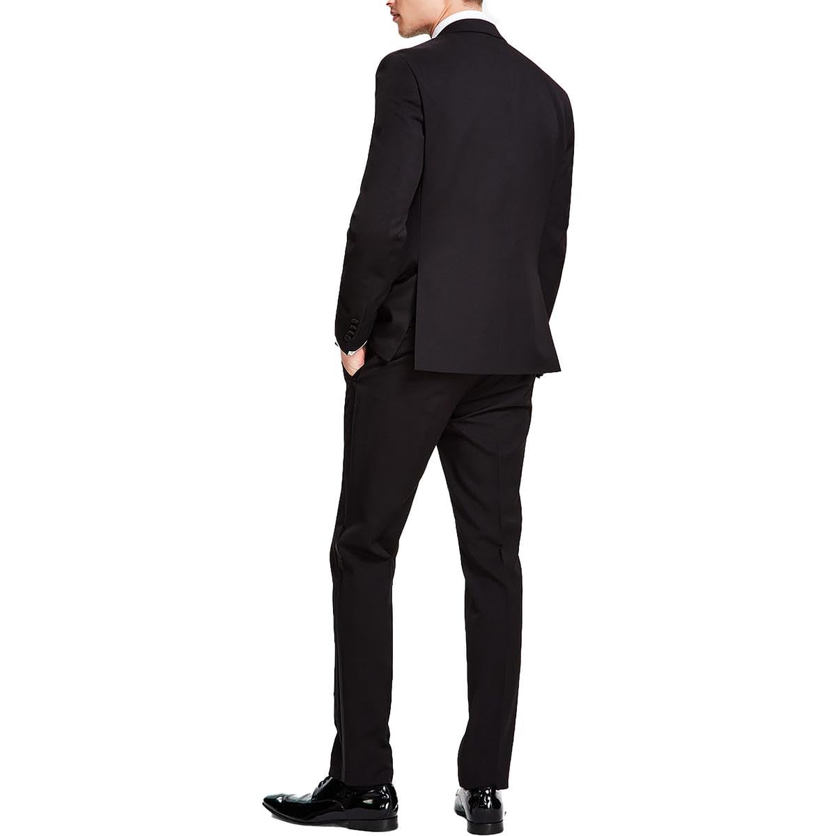 Kenneth Cole REACTION Mens Performance Fabric Tuxedo, Formal Suit for Black Tie, Black, 42 US