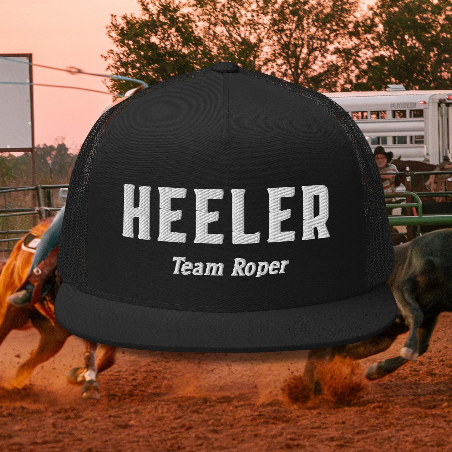 Heeler White Text Trucker Cap