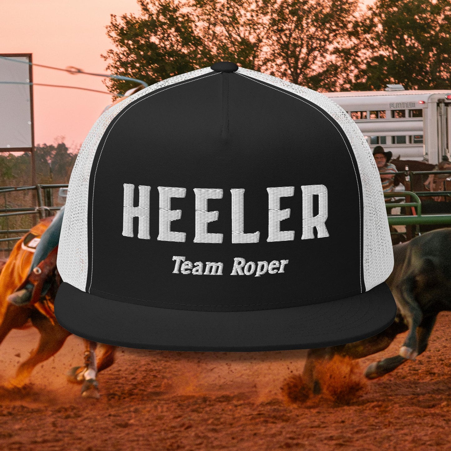 Heeler White Text Trucker Cap
