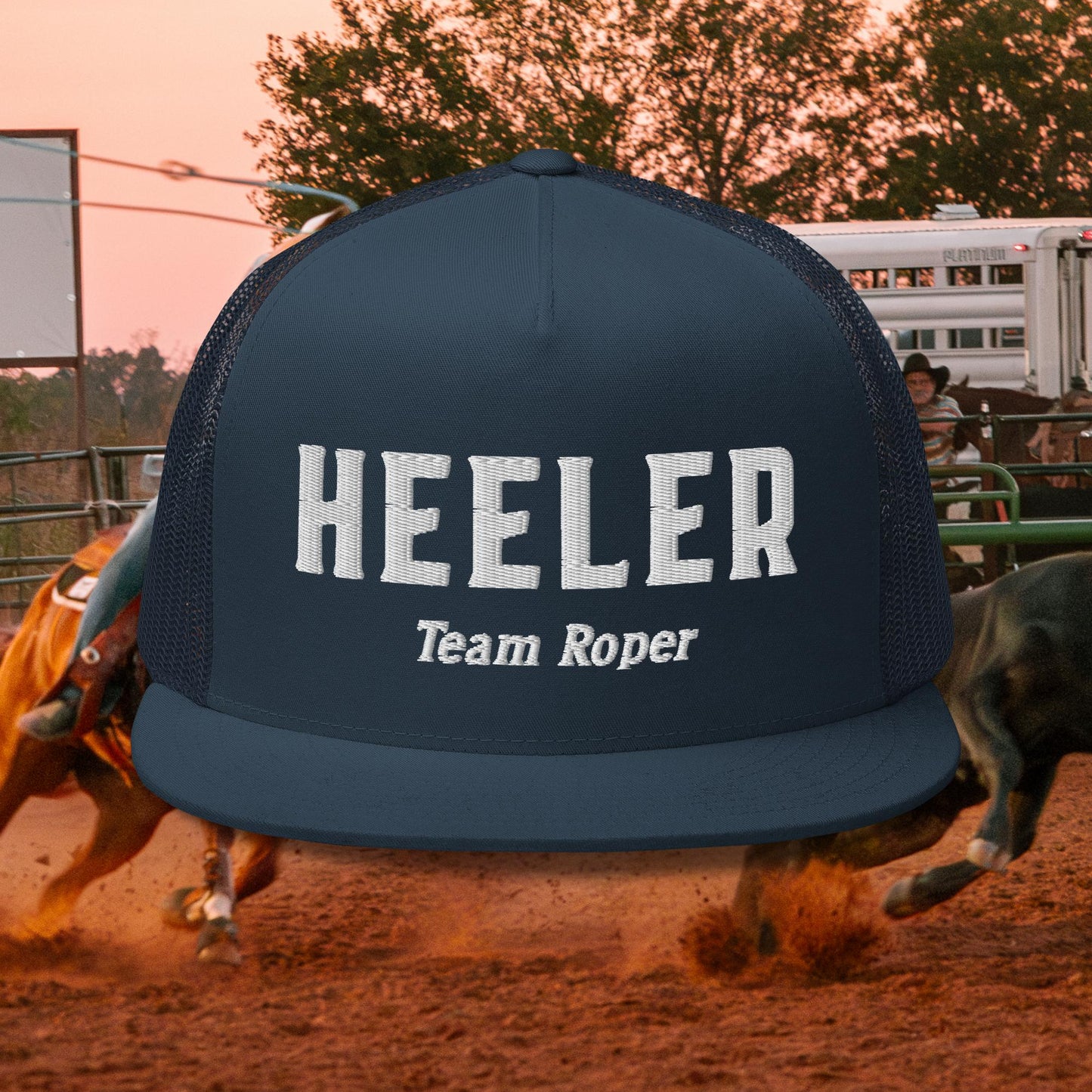 Heeler White Text Trucker Cap