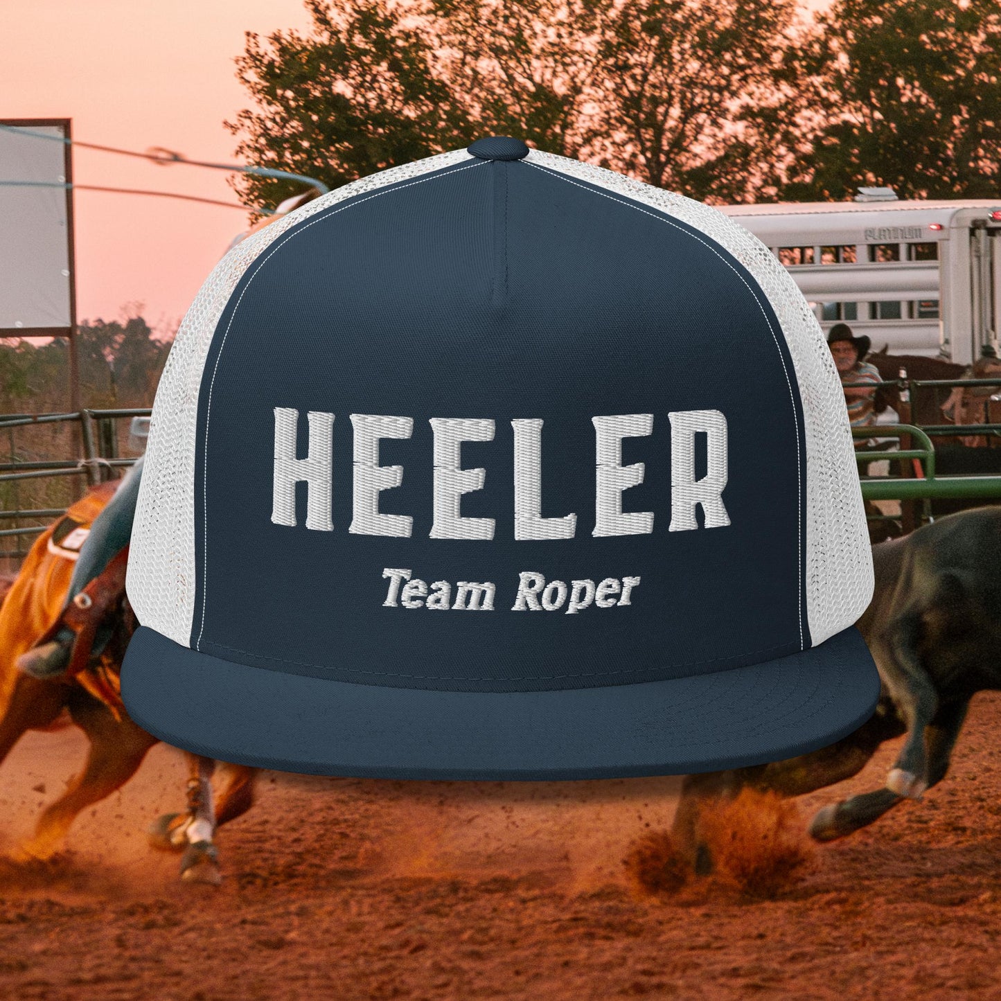 Heeler White Text Trucker Cap