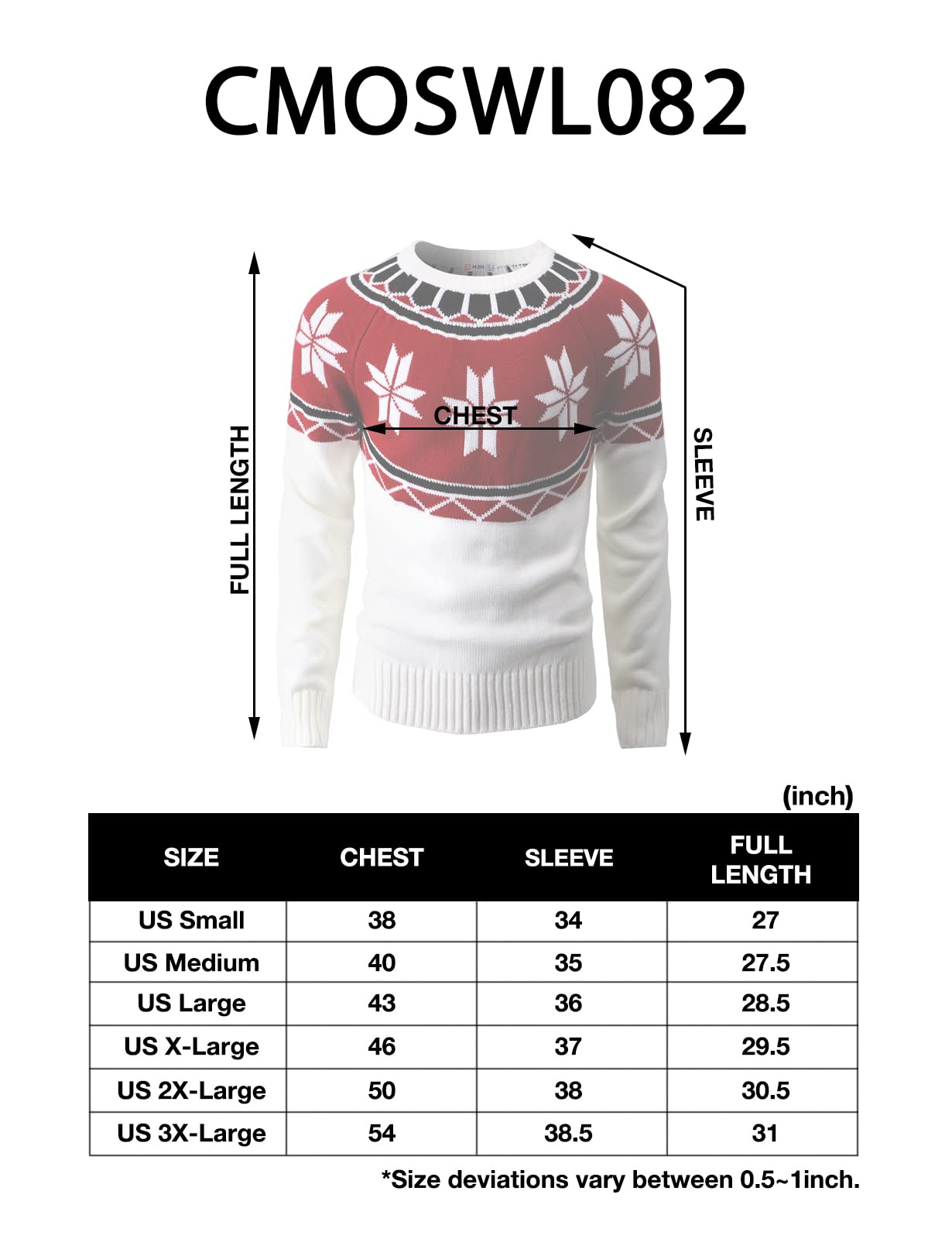H2H Mens Casual Slim Fit Knitted Yarn Christmas Holiday Party Pullover Sweaters REDIVORY US L/Asia XL (CMOSWL082)