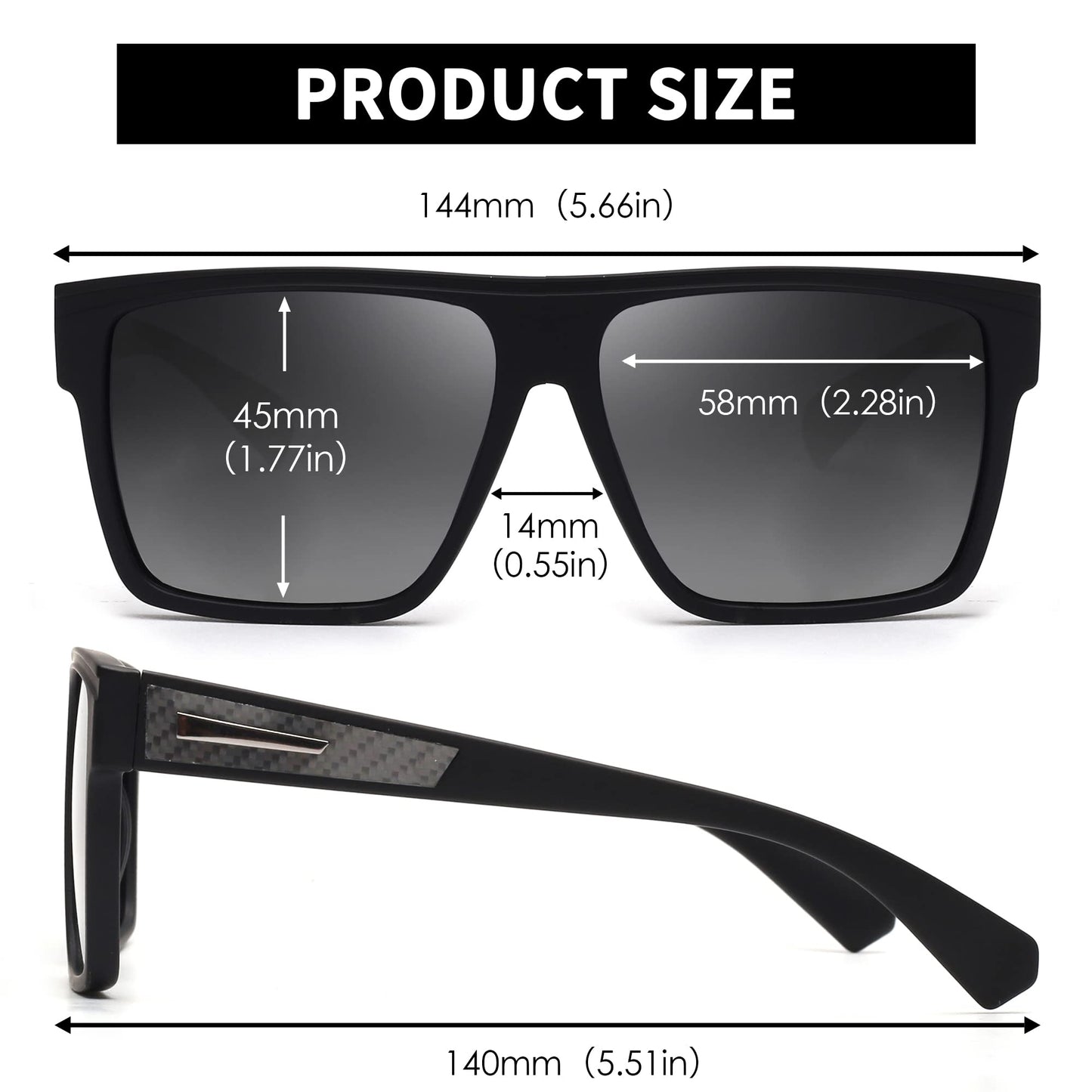 JIM HALO Retro Polarized Sunglasses Men Women Flat Top Square UV400 Glasses for Driving Fishing Hiking Golfing (Matte Black Frame/Polarized Grey Lens)