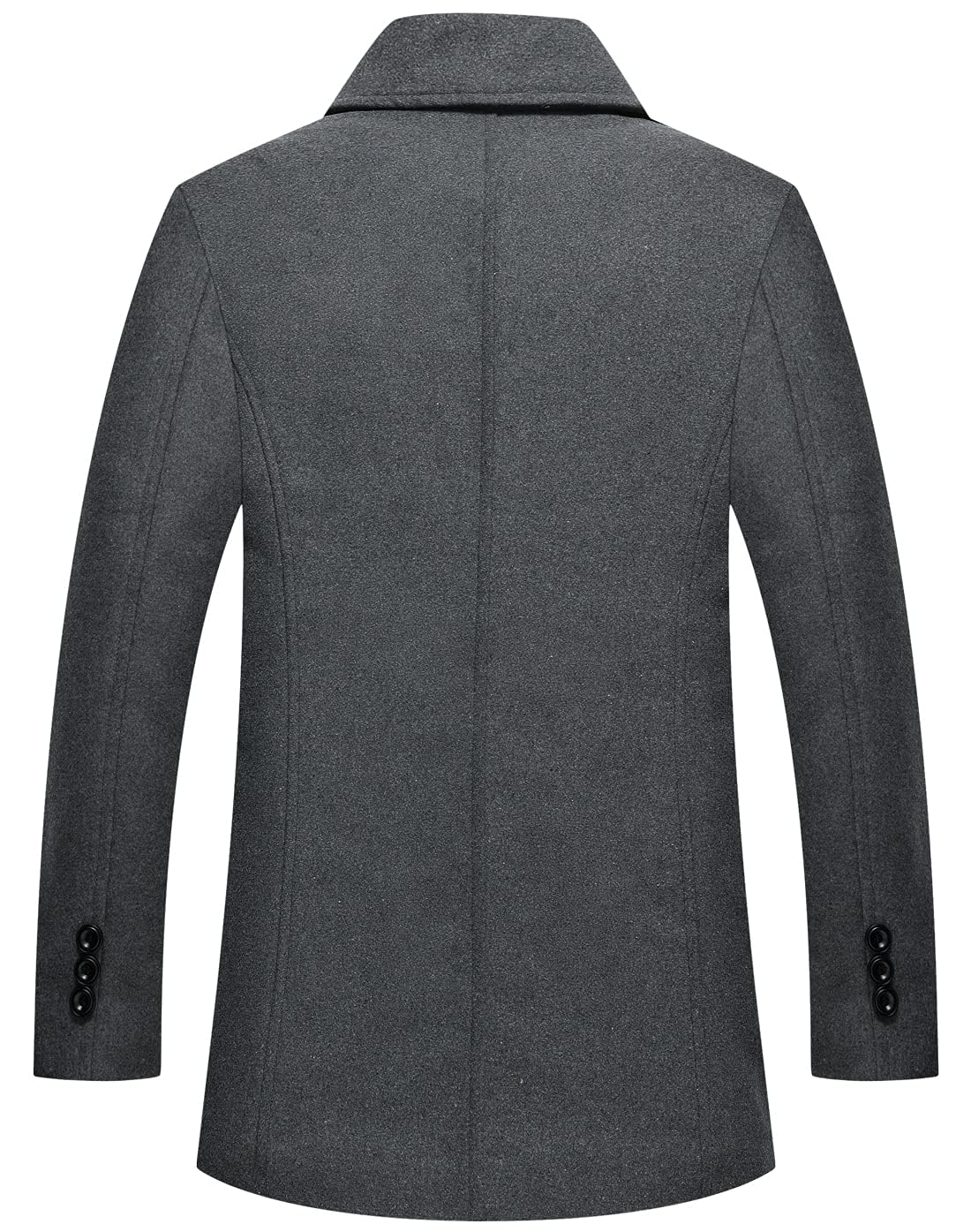 chouyatou Men's Classic Notched Collar Double Breasted Wool Blend Pea Coat (Large, Gray)
