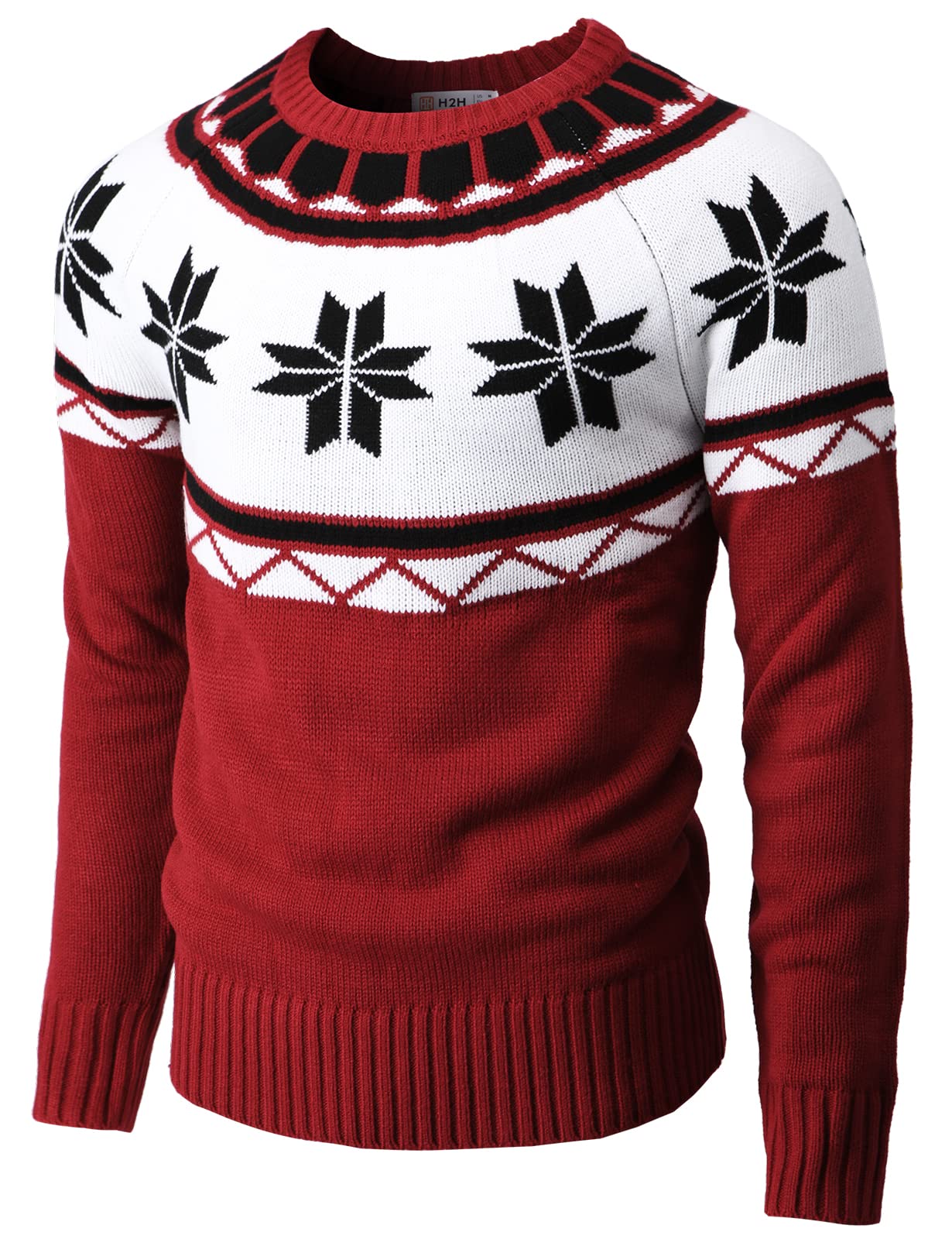 H2H Mens Casual Slim Fit Knitted Yarn Christmas Holiday Party Pullover Sweaters REDIVORY US L/Asia XL (CMOSWL082)