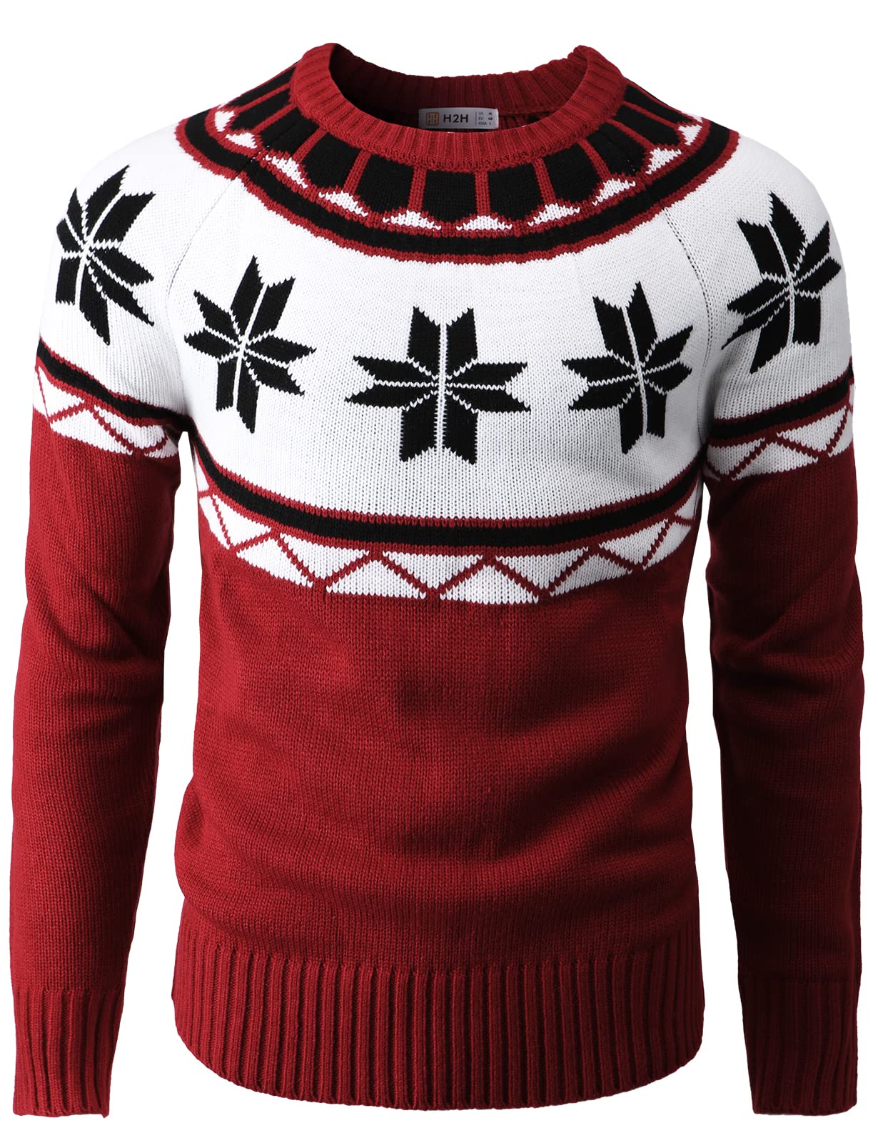 H2H Mens Casual Slim Fit Knitted Yarn Christmas Holiday Party Pullover Sweaters REDIVORY US L/Asia XL (CMOSWL082)