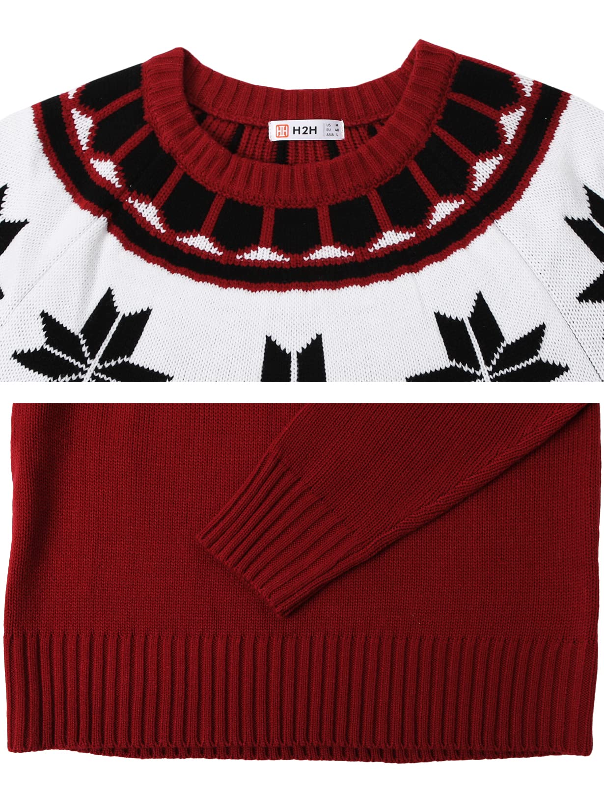 H2H Mens Casual Slim Fit Knitted Yarn Christmas Holiday Party Pullover Sweaters REDIVORY US L/Asia XL (CMOSWL082)