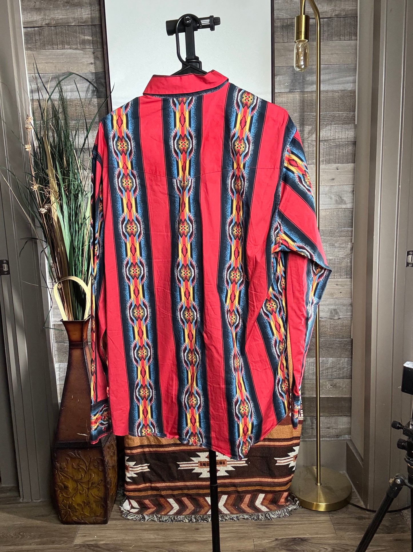 Wrangler Checotah Pearl Snap - Red, Size: LARGE