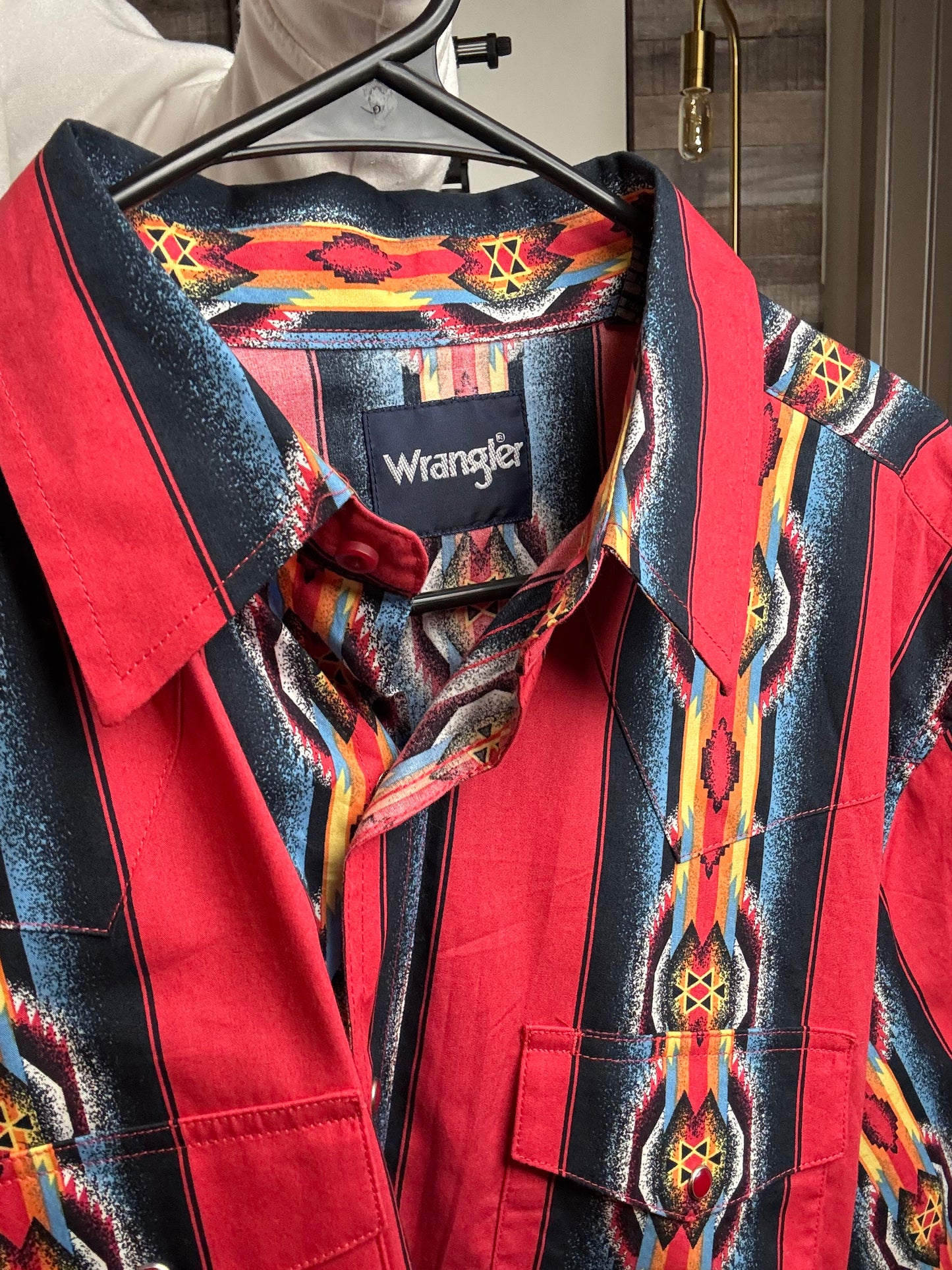 Wrangler Checotah Pearl Snap - Red, Size: LARGE