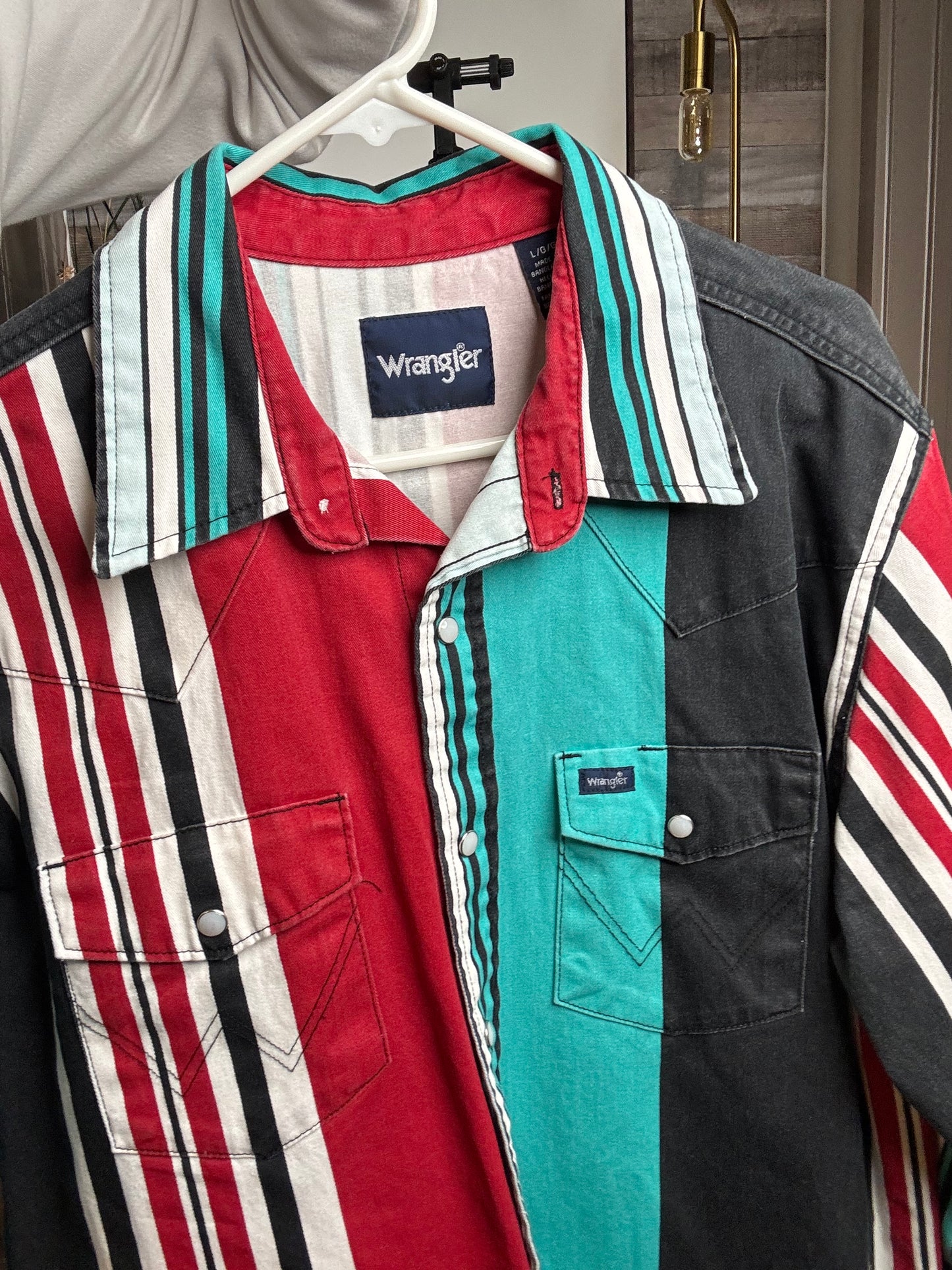 Vintage Inspired Wrangler Brushpopper Shirt, Primary Red - Size: LARGE