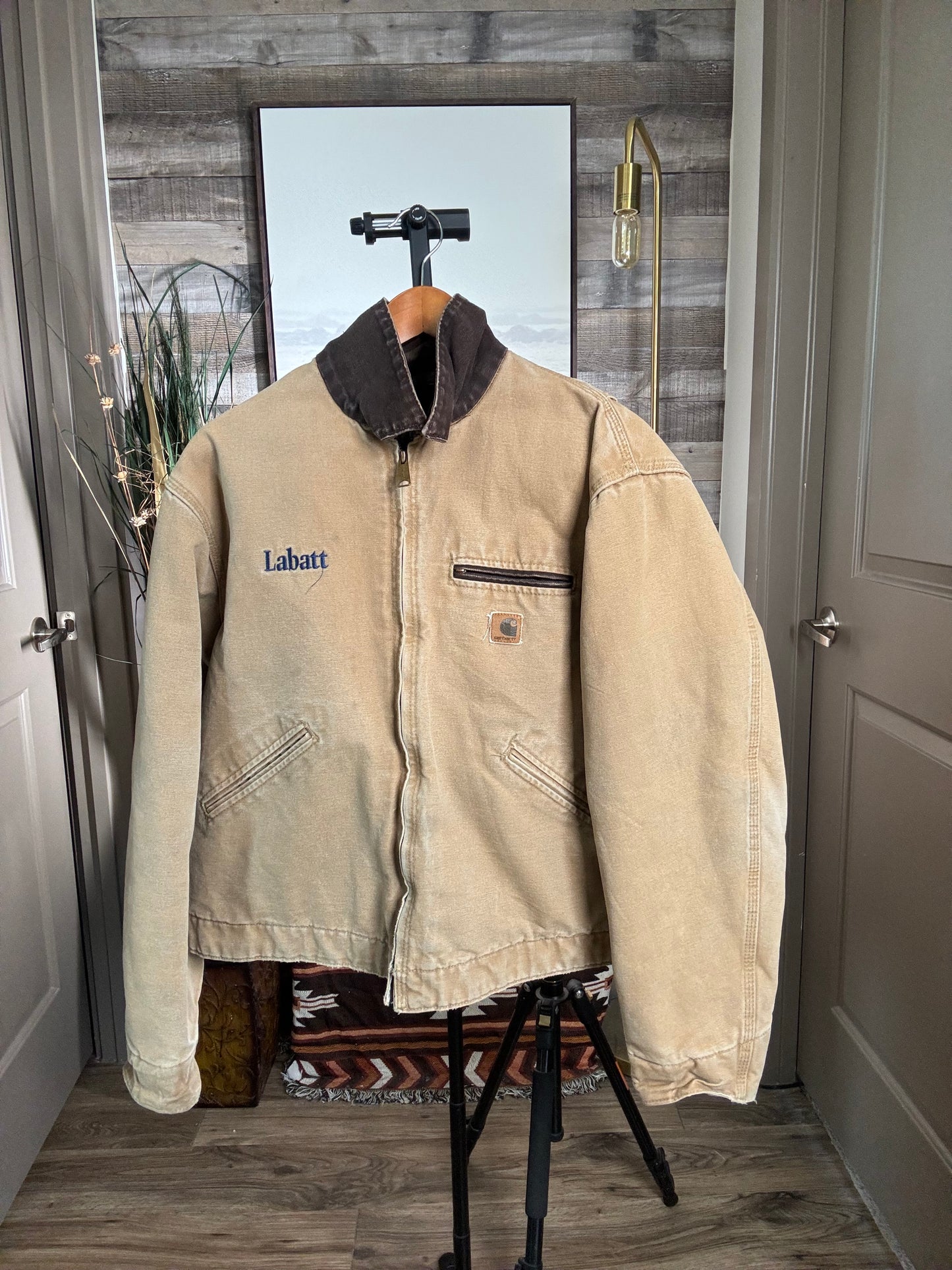 Vintage Carhartt Detroit Jacket "LABATT" stitched - Brown, Size: LARGE