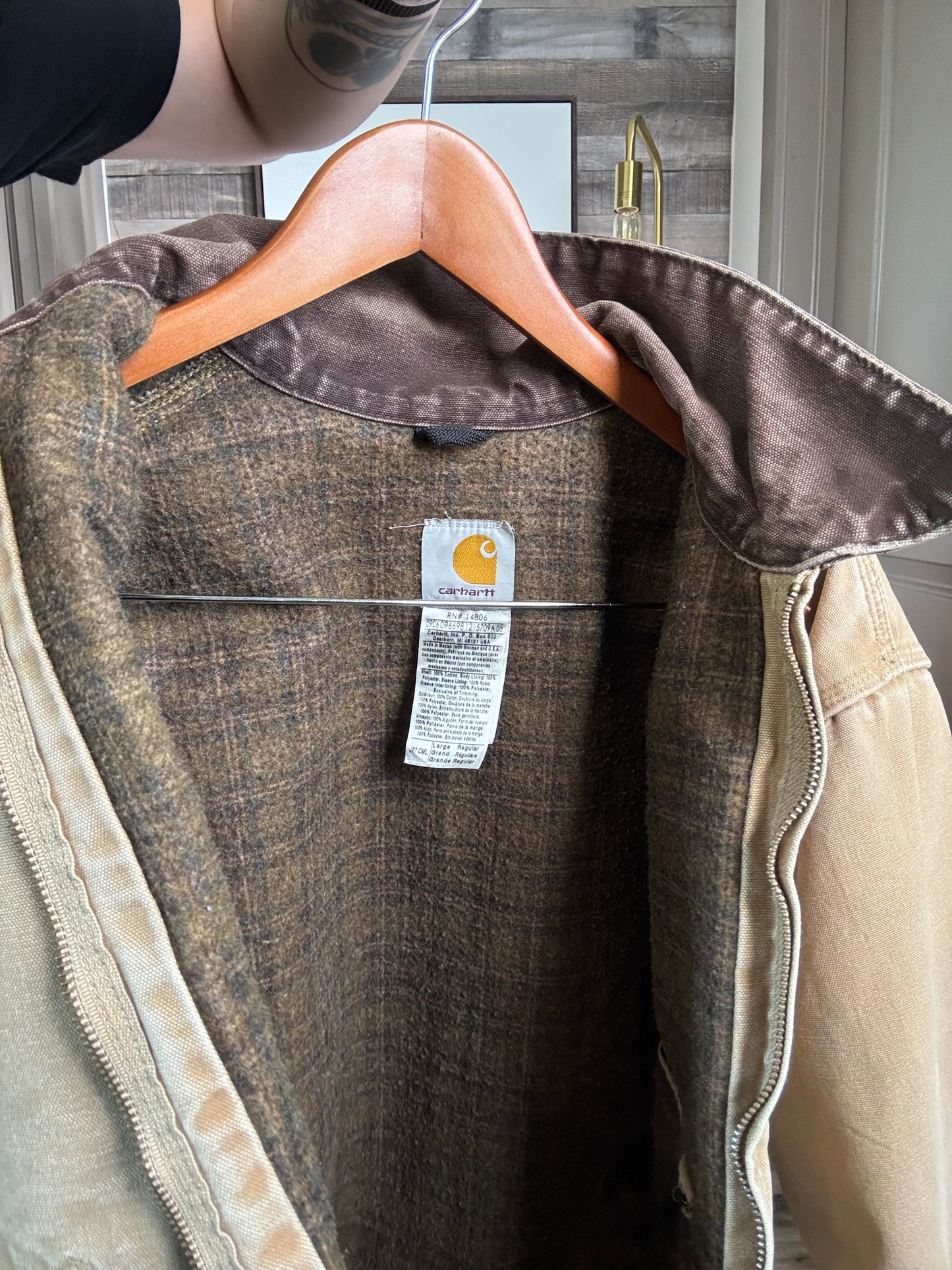 Vintage Carhartt Detroit Jacket "LABATT" stitched - Brown, Size: LARGE