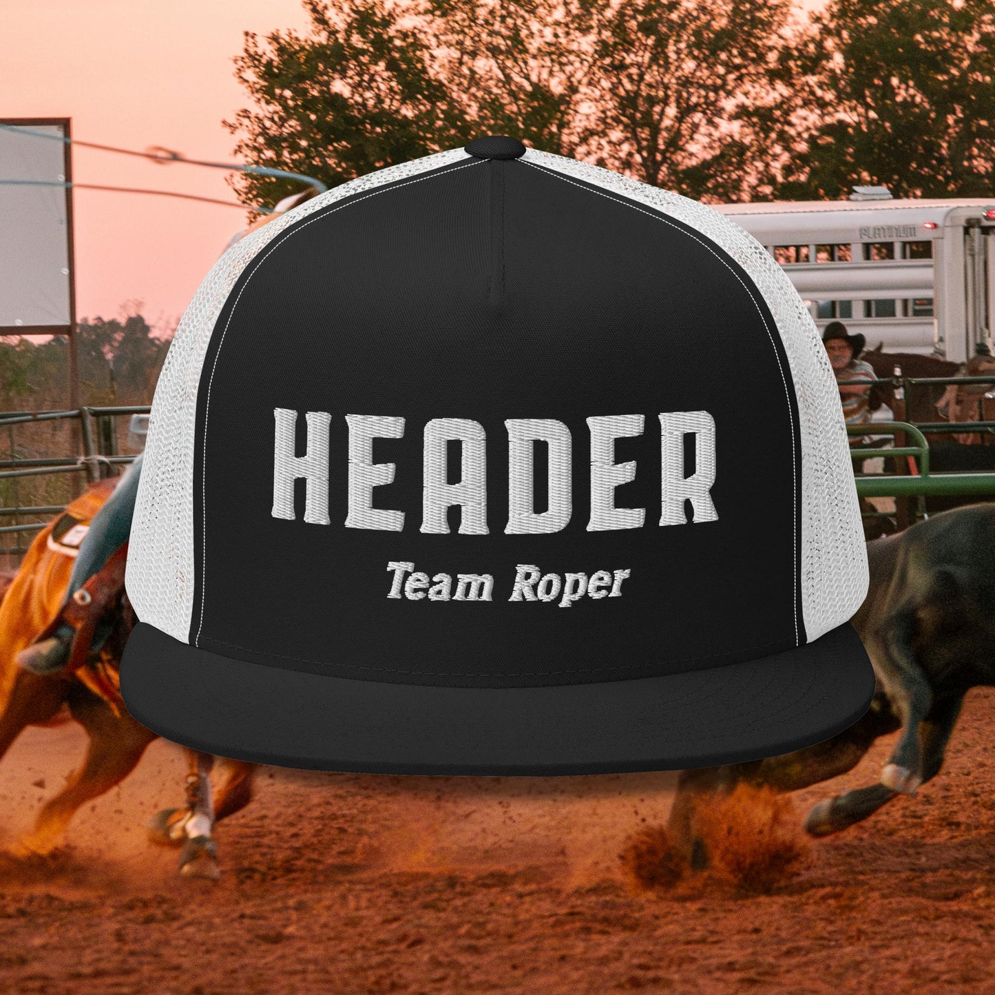 Header White Text Trucker Cap