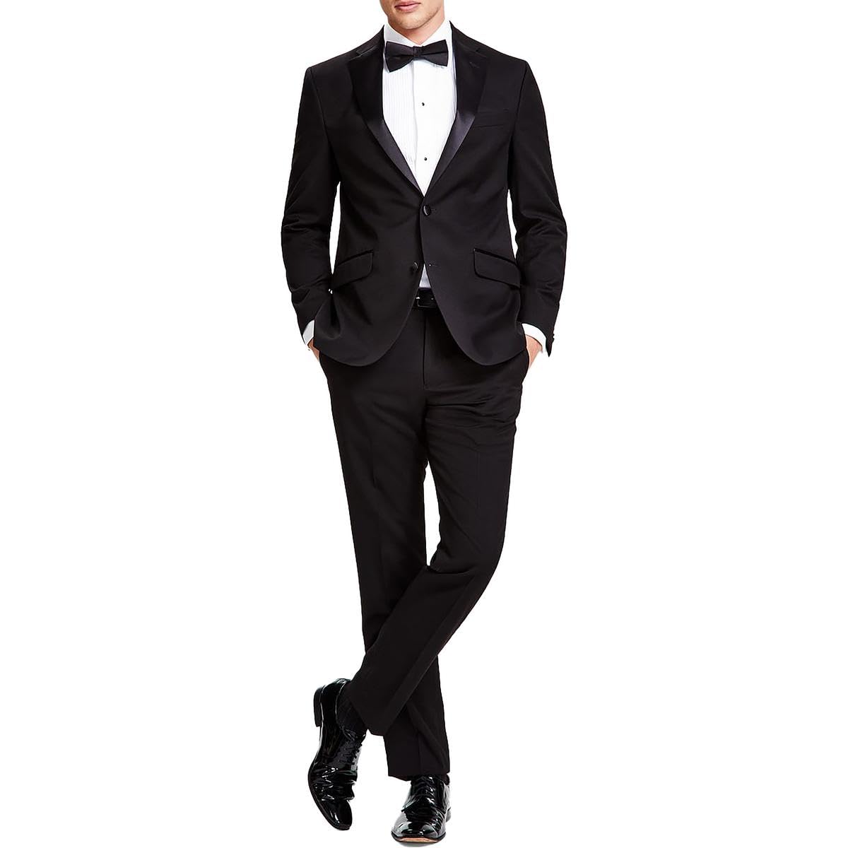 Kenneth Cole REACTION Mens Performance Fabric Tuxedo, Formal Suit for Black Tie, Black, 42 US