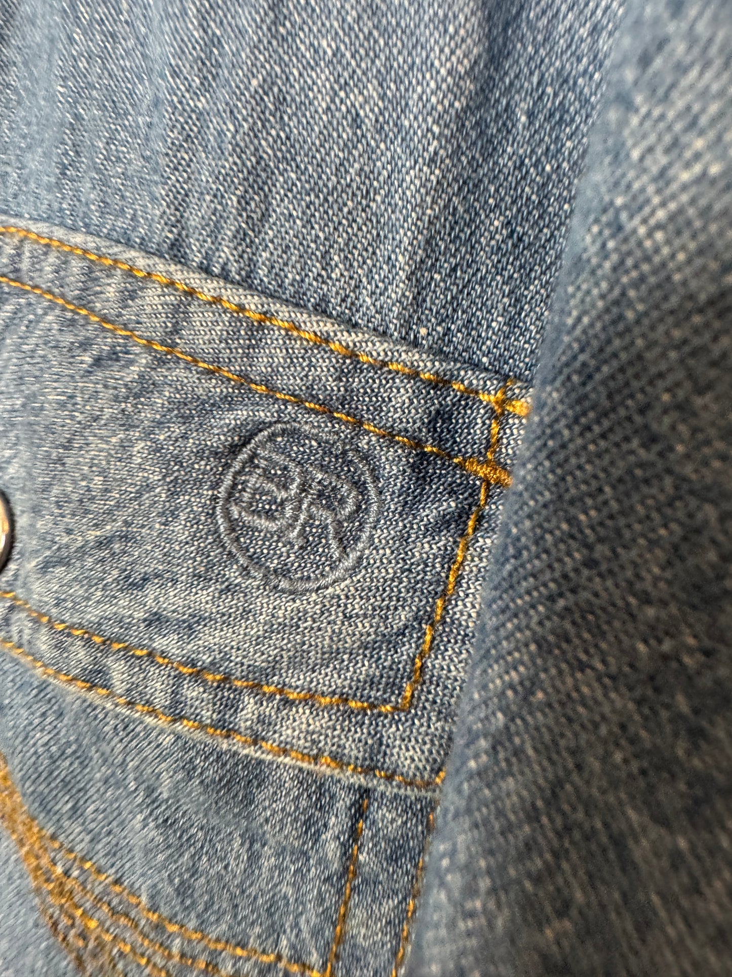 Blue Ranchwear Denim Pearl snap LARGE