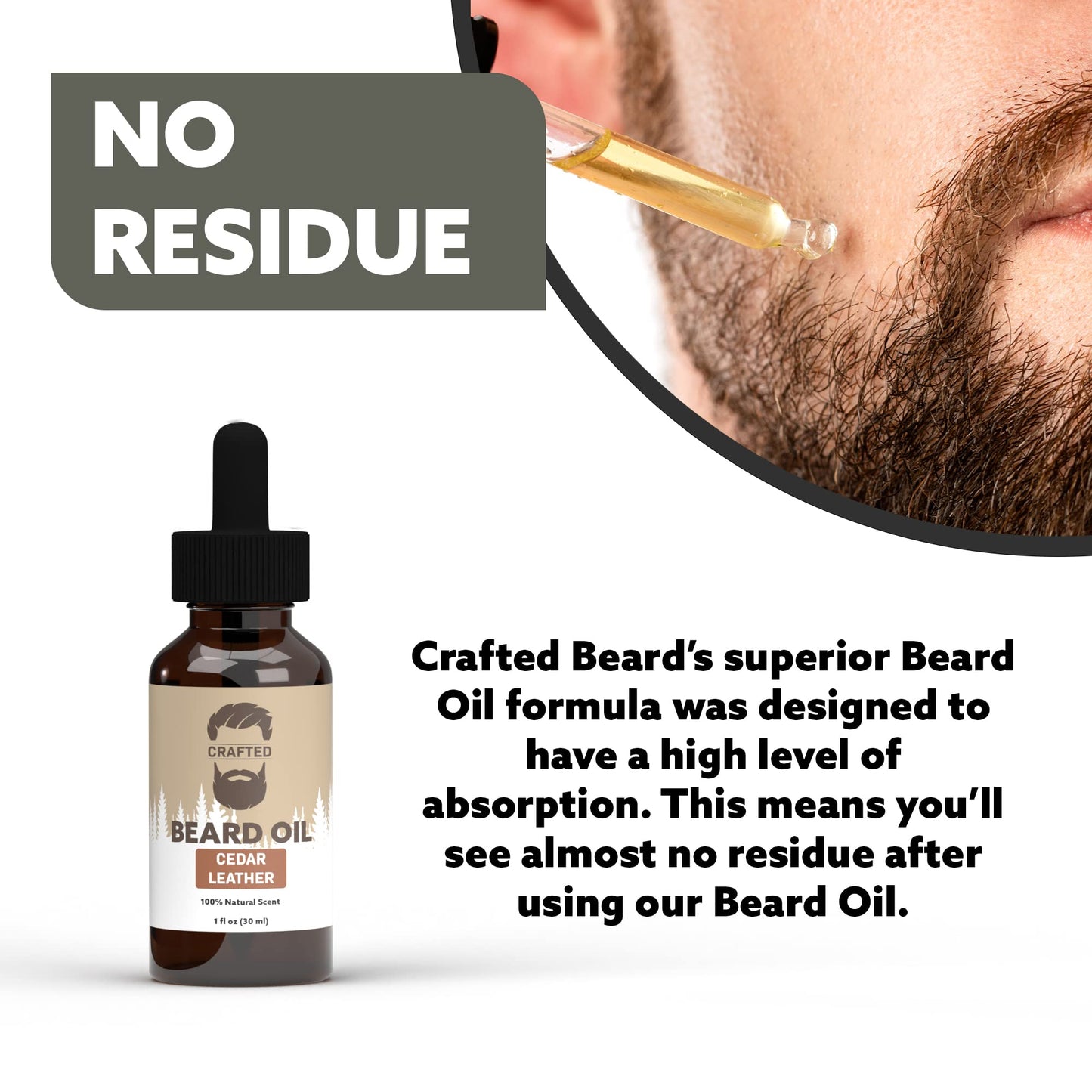 Beard Oil by Crafted Beards - Beard Oil Conditioner - Leave Your Beard Feeling Amazing - All Natural Ingredients - No Residue - Mustache Oil - 1oz - Made in the USA (Unscented)