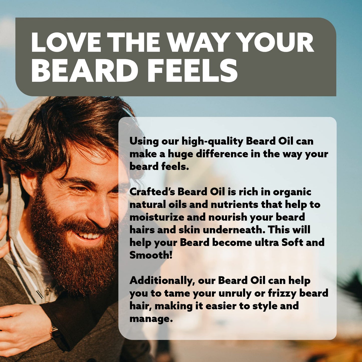 Beard Oil by Crafted Beards - Beard Oil Conditioner - Leave Your Beard Feeling Amazing - All Natural Ingredients - No Residue - Mustache Oil - 1oz - Made in the USA (Unscented)