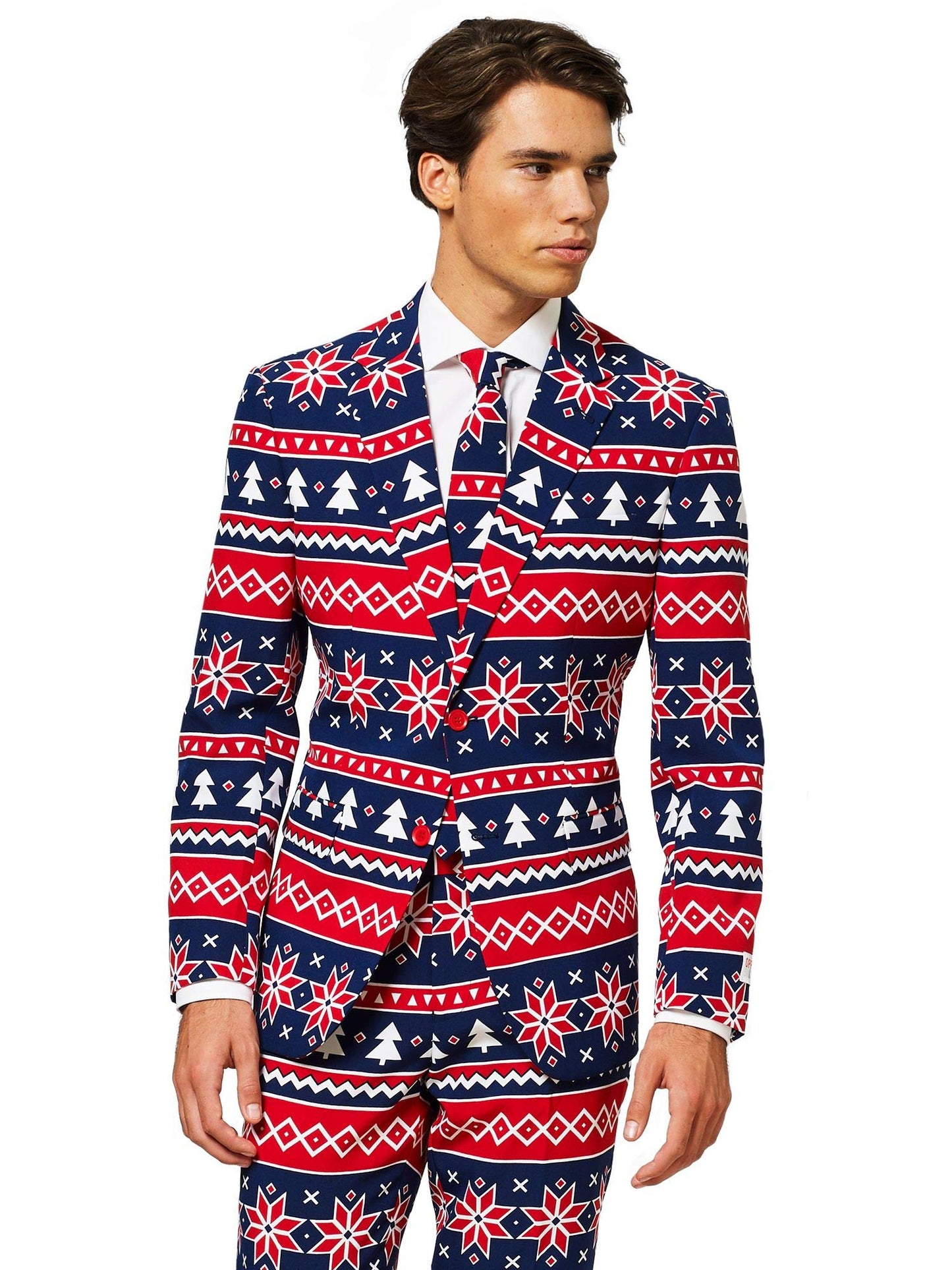 Opposuits Men's Nordic Noel Suit - Christmas - Xmas Parties - Including Blazer, Pants and Tie - Blue