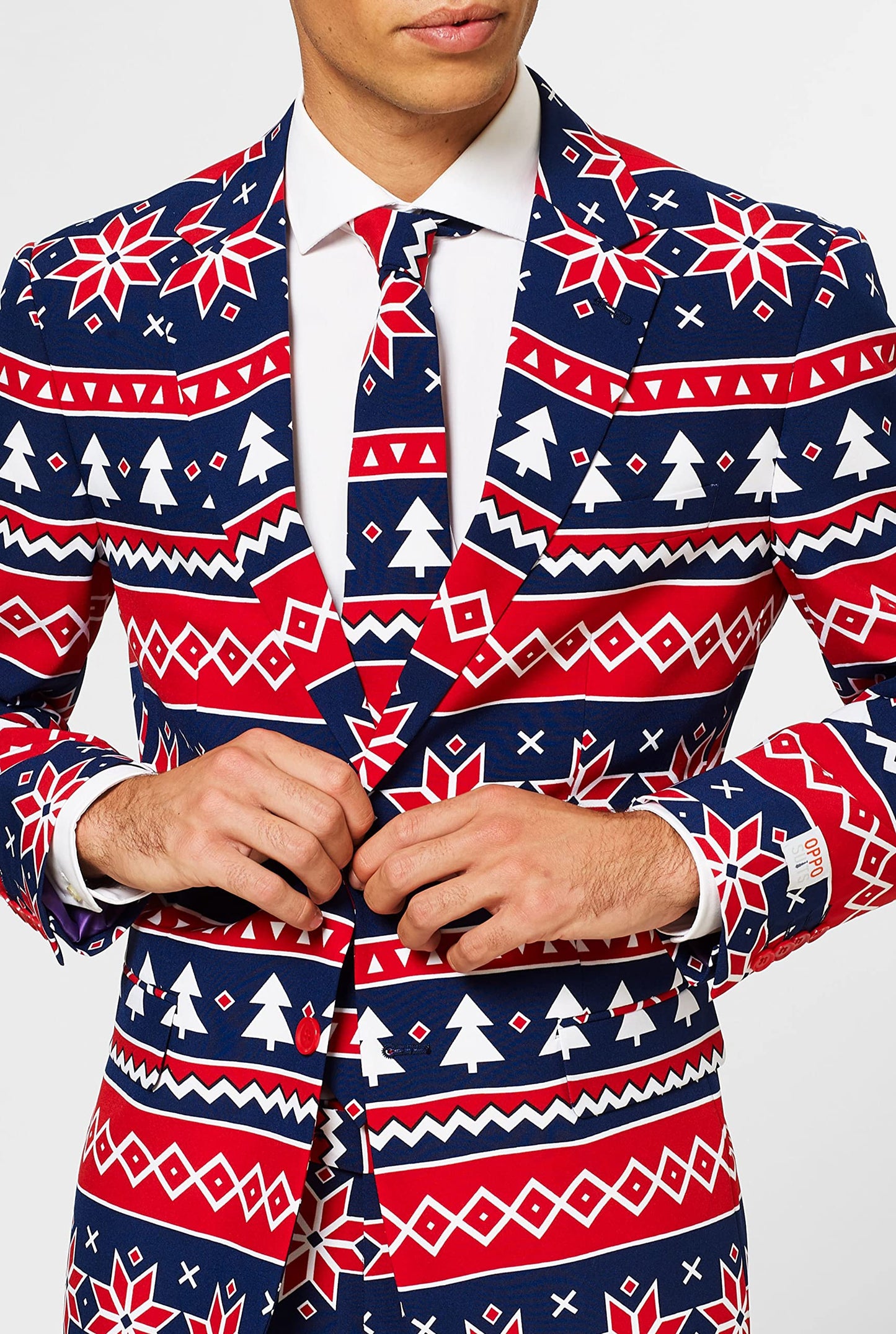 Opposuits Men's Nordic Noel Suit - Christmas - Xmas Parties - Including Blazer, Pants and Tie - Blue