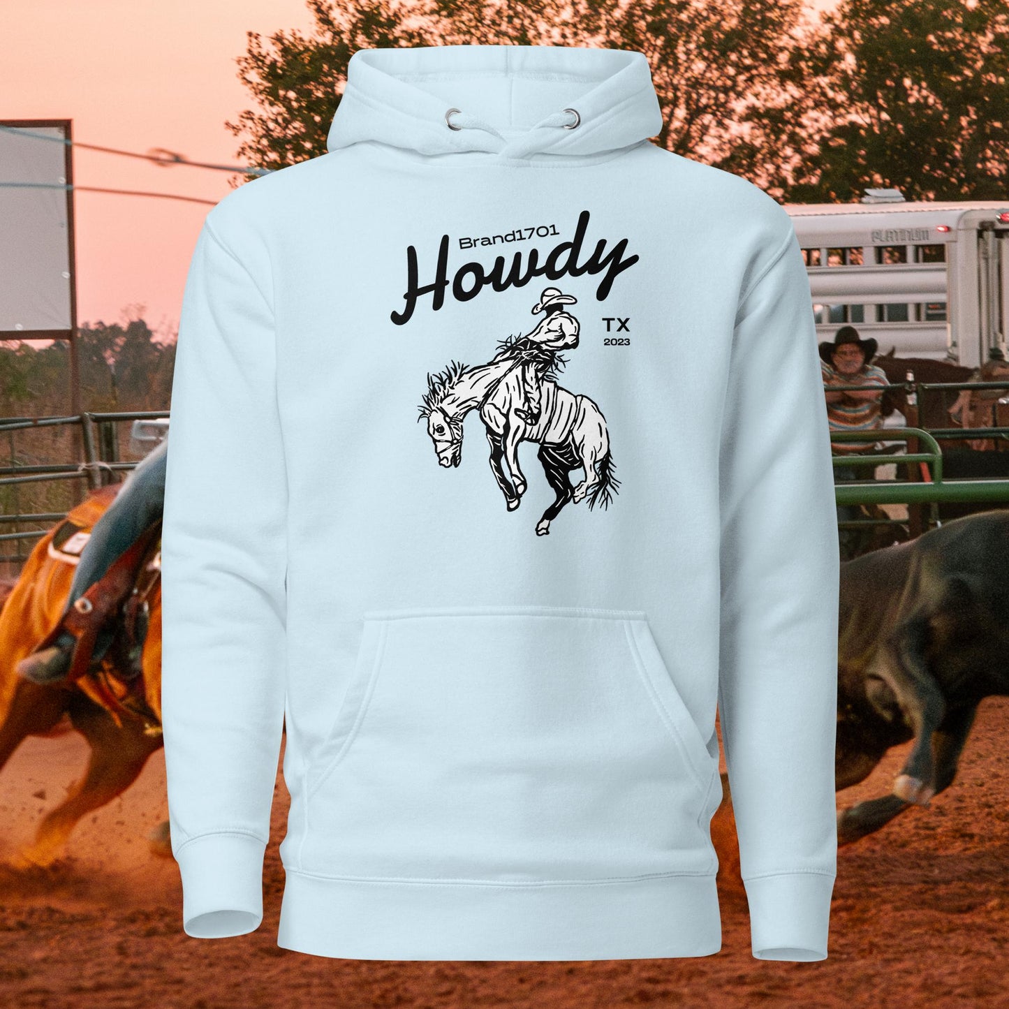 Howdy Rodeo Hoodie (black text)