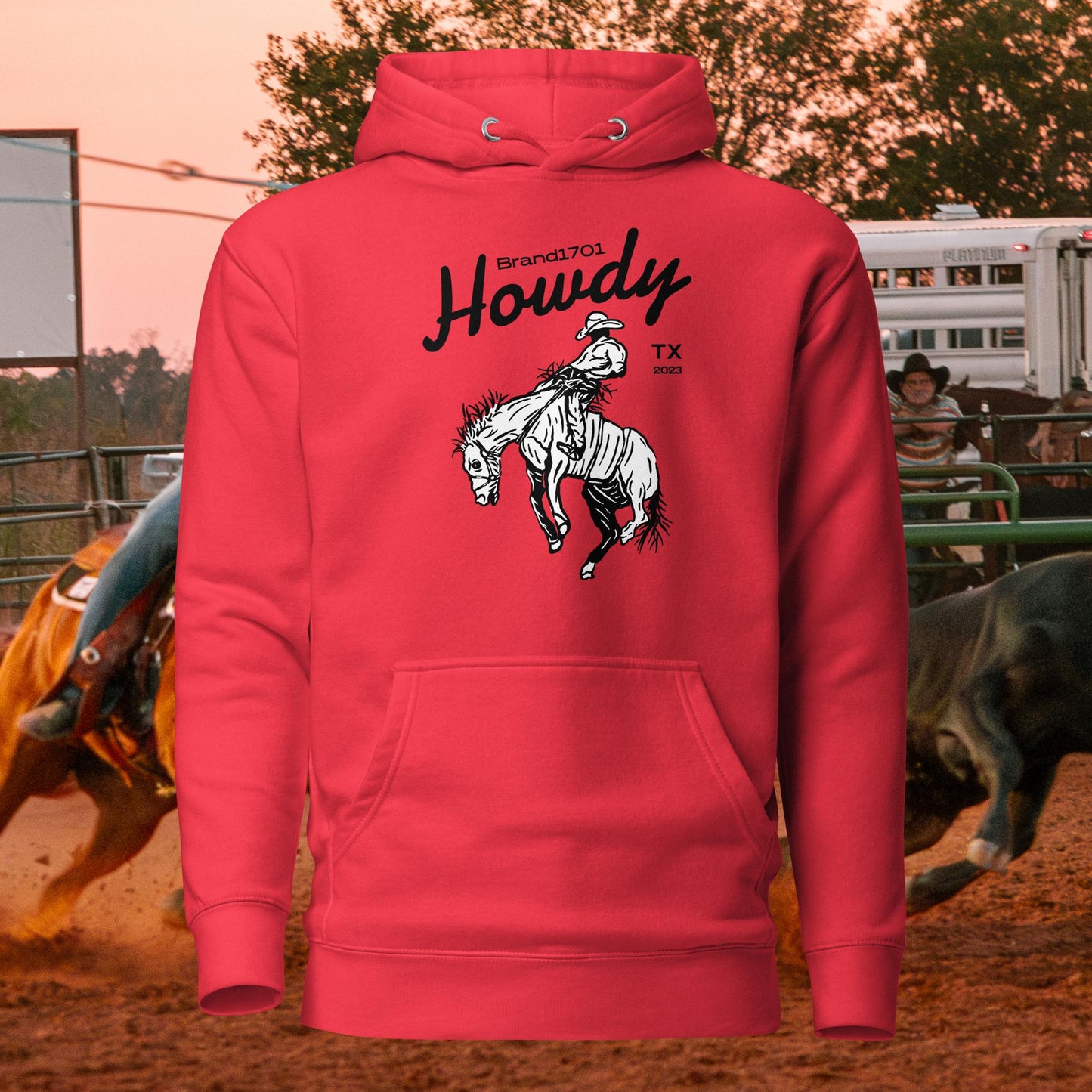 Howdy Rodeo Hoodie (black text)